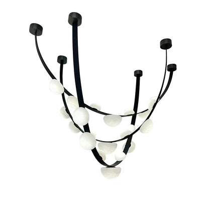 Dew Drops Alabaster Chandelier L 180cm x H 60cm / L 70.9″ x H 23.6″ / Black & White / Warm Light Chandelier