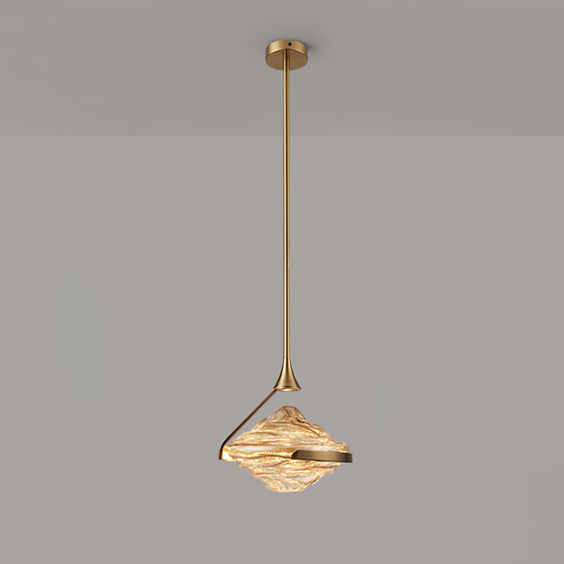 Diamond Crystal Pendant Lamp Dia 9.8″ x H 9.8″ / Dia 25cm x H120cm / Amber & Gold / Warm Light Pendant light