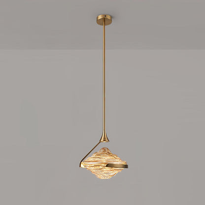 Diamond Crystal Pendant Lamp Dia 9.8″ x H 9.8″ / Dia 25cm x H120cm / Amber & Gold / Warm Light Pendant light