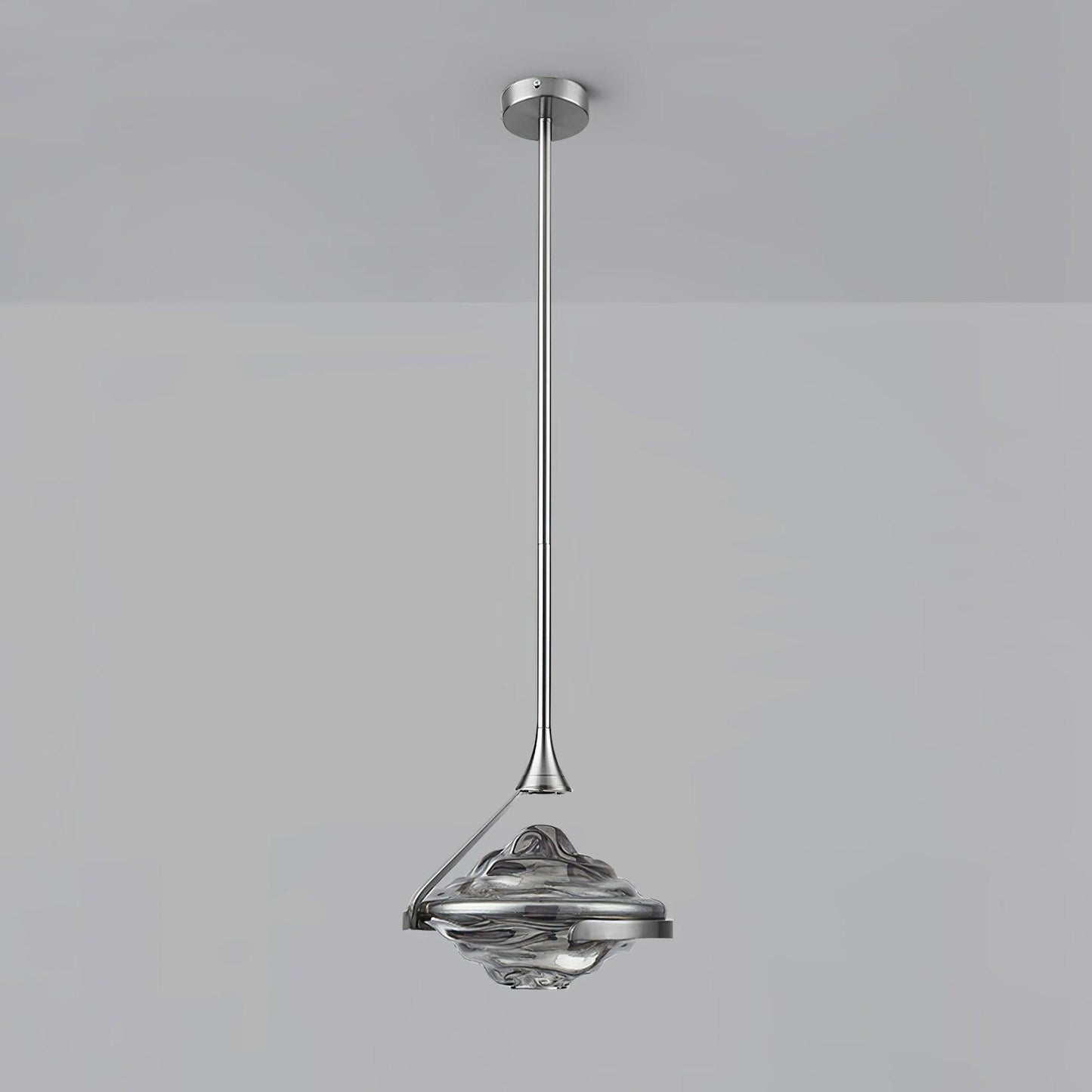 Diamond Crystal Pendant Lamp Dia 9.8″ x H 9.8″ / Dia 25cm x H120cm / Chrome & Smoke grey / Warm Light Pendant light