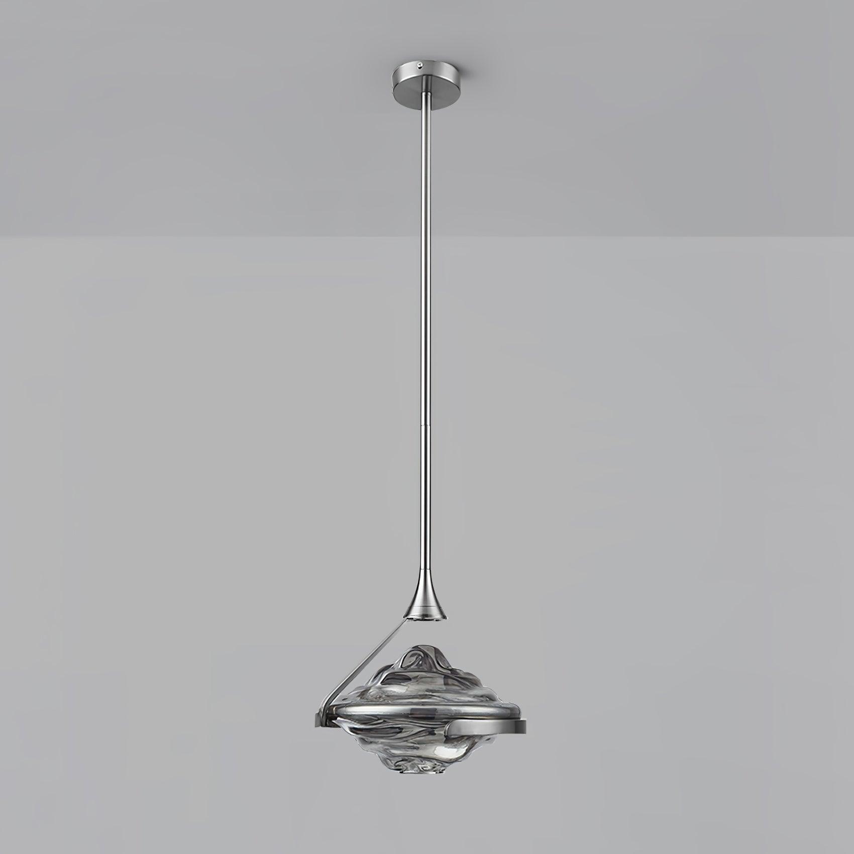 Diamond Crystal Pendant Lamp Dia 9.8″ x H 9.8″ / Dia 25cm x H120cm / Chrome & Smoke grey / Warm Light Pendant light