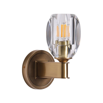 Diamond Crystal Sconce ? 4.7″ x H 9.1″ / Dia 12cm x H 23cm / Brass Wall lamp