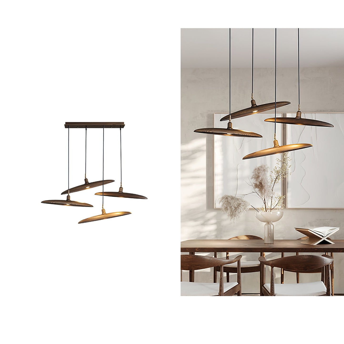 Paddle Boat Chandelier 4 heads L 27.6″ x H 19.7″ / Walnut Color / Warm Light Pendant light