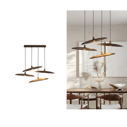 Paddle Boat Chandelier 4 heads L 27.6″ x H 19.7″ / Walnut Color / Warm Light Pendant light
