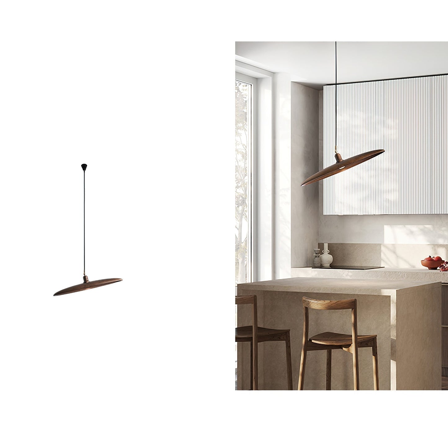 Paddle Boat Chandelier 1 head Dia 24.8″ x H 4.7″ / Walnut Color / Warm Light Pendant light