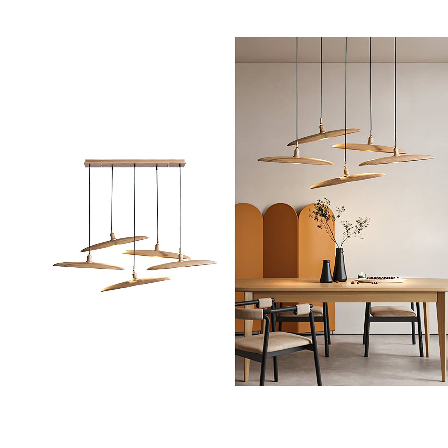 Paddle Boat Chandelier 5 heads L 35.4″ x H 19.7″ / Wood Color / Warm Light Pendant light