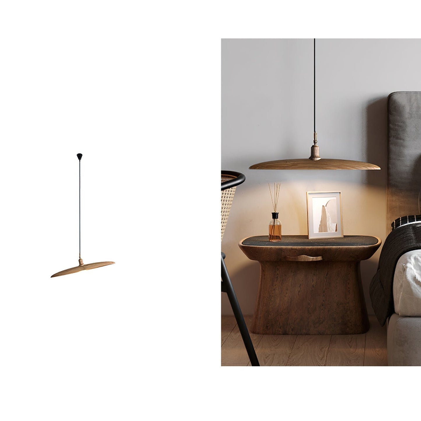 Paddle Boat Chandelier 1 head Dia 24.8″ x H 4.7″ / Wood Color / Warm Light Pendant light