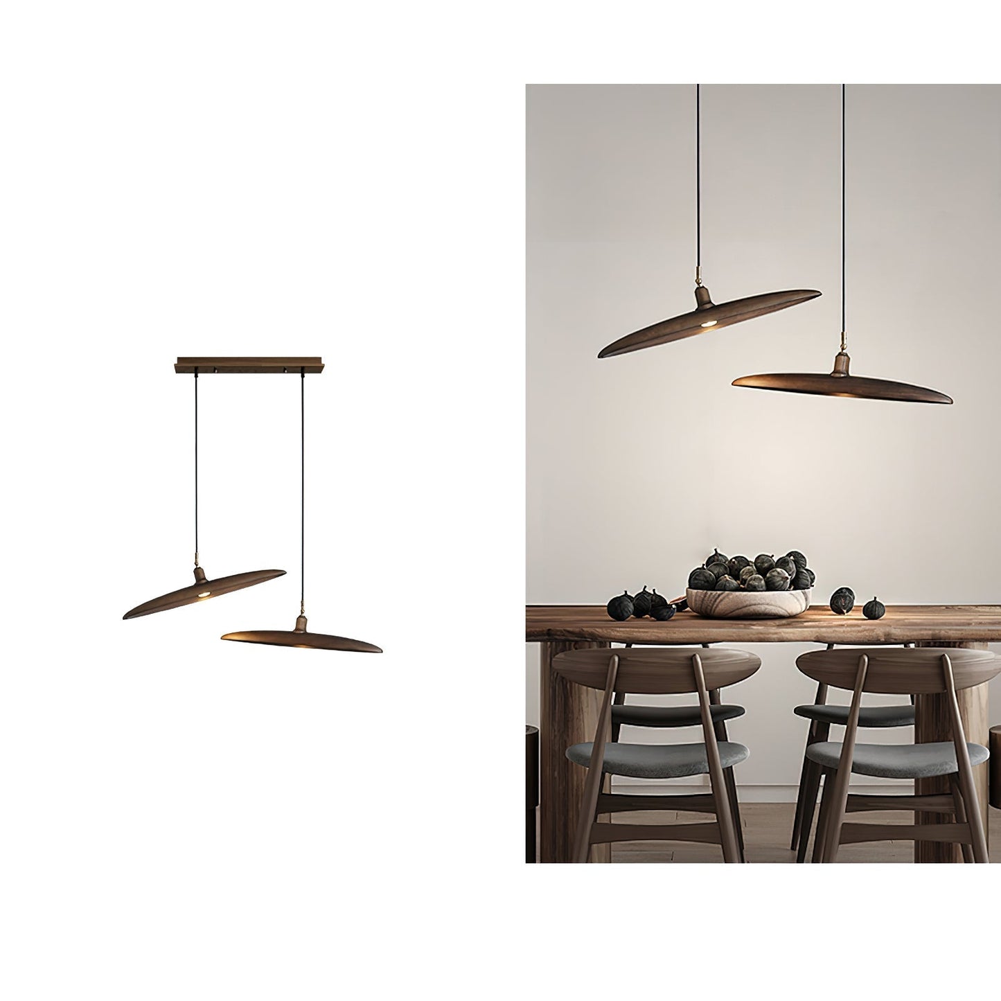 Paddle Boat Chandelier 2 heads L 19.7″ x H 11.8″ / Walnut Color / Warm Light Pendant light
