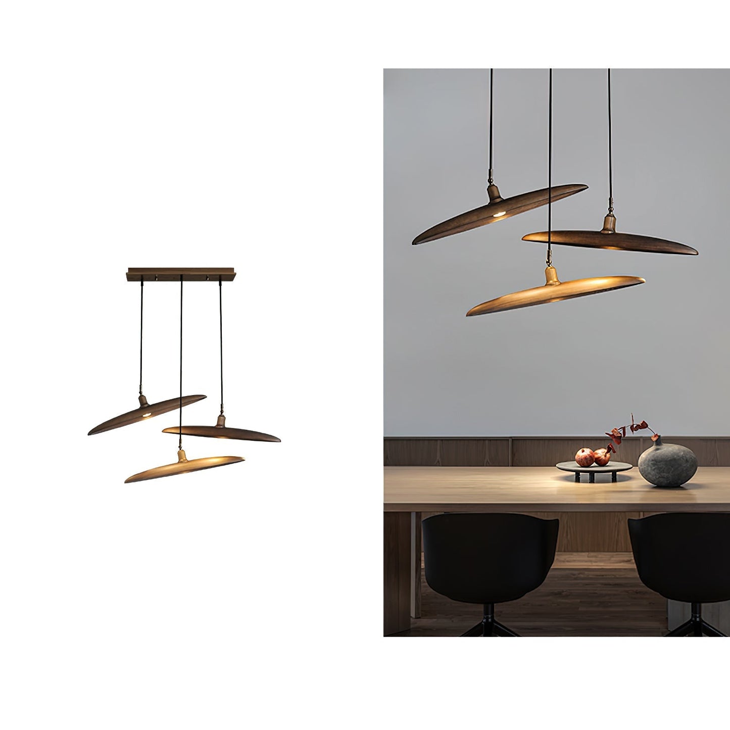 Paddle Boat Chandelier 3 heads L 19.7″ x H 16.9″ / Walnut Color / Warm Light Pendant light