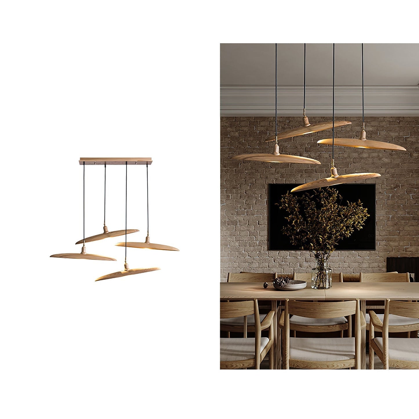 Paddle Boat Chandelier 4 heads L 27.6″ x H 19.7″ / Wood Color / Warm Light Pendant light