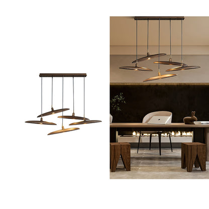 Paddle Boat Chandelier 5 heads L 35.4″ x H 19.7″ / Walnut Color / Warm Light Pendant light