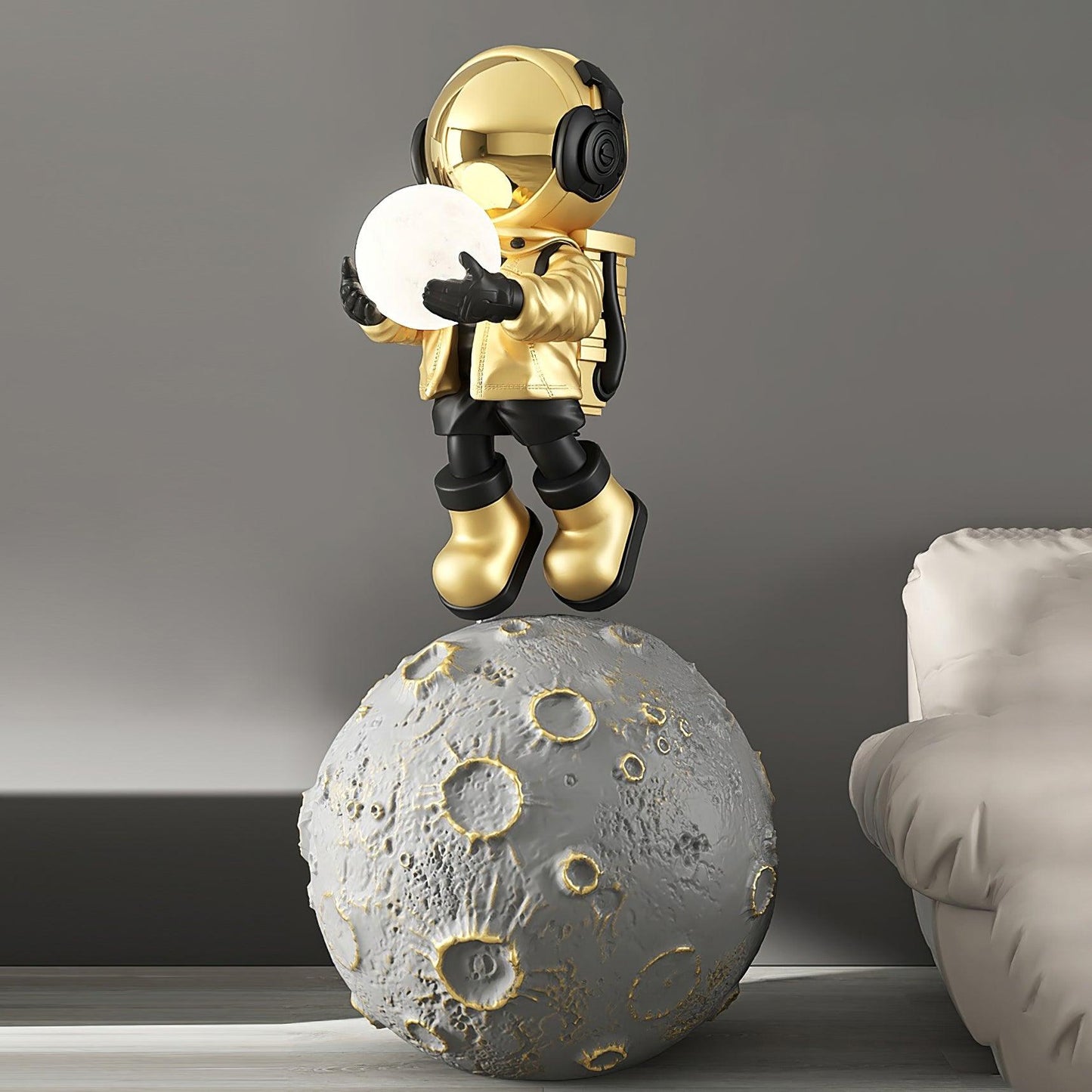 Diver Astronaut Built-in Battery Floor Lamp Dia 19.6″ x H 47.2″/ Dia 50cm x H 120cm / Gold / Touch Floor lamp