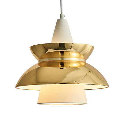 Doo Wop Pendant Lamp ? 11.2″ x H 10.4″ / Dia 28.5cm x H 26.5cm / Gold & White Pendant light