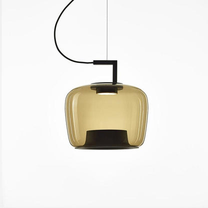 Doppelte Pendant Lamp Model B Dia 13.8″ x H 14.4″ / Dia 35cm x H 36.5cm / Black & Amber / Warm Light Pendant light