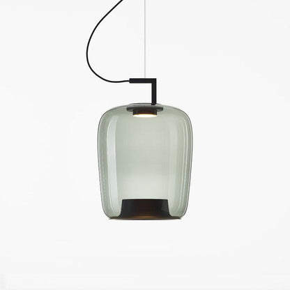 Doppelte Pendant Lamp Model C Dia 14.2″ x H 20.5″ / Dia 36cm x H 52cm / Black & Green / Warm Light Pendant light