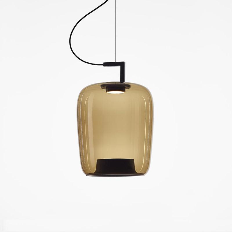 Doppelte Pendant Lamp Model C Dia 14.2″ x H 20.5″ / Dia 36cm x H 52cm / Black & Amber / Warm Light Pendant light