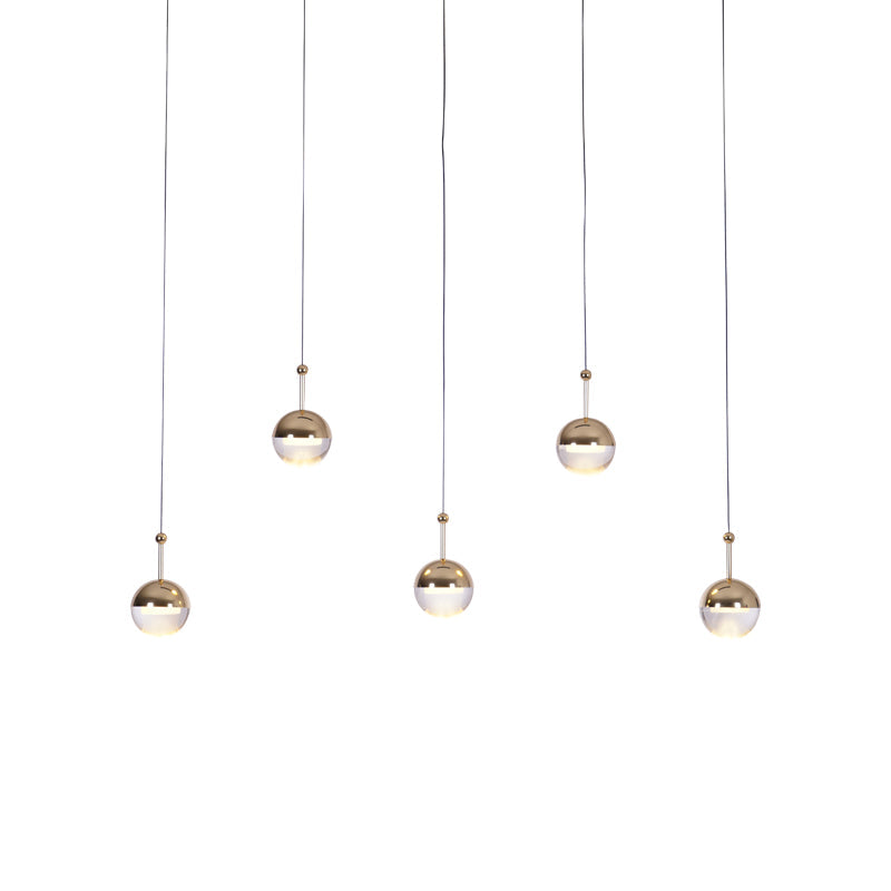 Restaurant Art LED Pendant Light 5heads Dia 27.6″ x H 78.7″ / Dia 70cm x H 200cm / Gold / Warm Light Pendant light