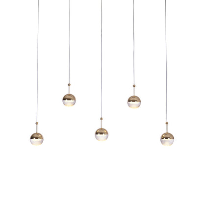 Restaurant Art LED Pendant Light 5heads Dia 27.6″ x H 78.7″ / Dia 70cm x H 200cm / Gold / Warm Light Pendant light