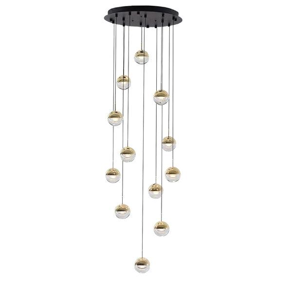 Restaurant Art LED Pendant Light 12heads Dia 17.7″ x H 78.7″ / Dia 45cm x H 200cm / Gold / Warm Light Pendant light