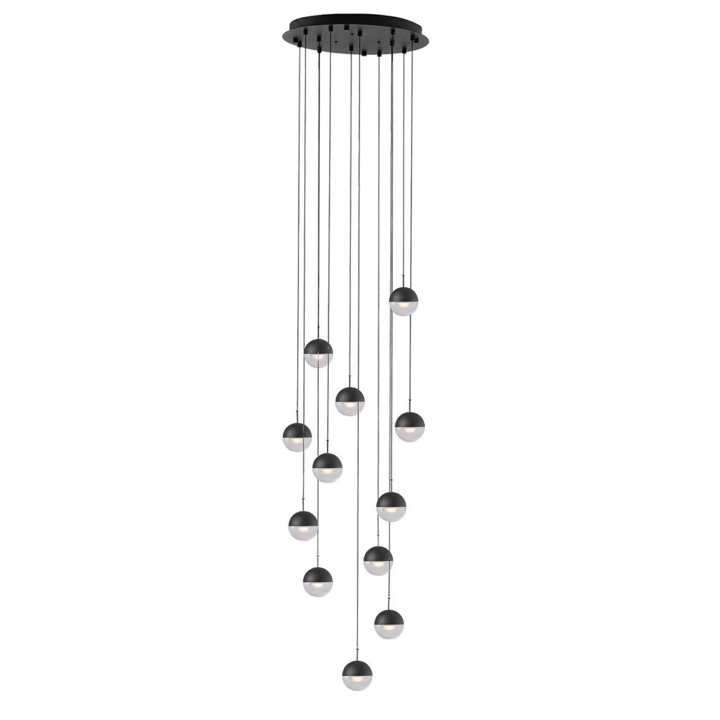 Restaurant Art LED Pendant Light 12heads Dia 17.7″ x H 78.7″ / Dia 45cm x H 200cm / Matt black / Warm Light Pendant light