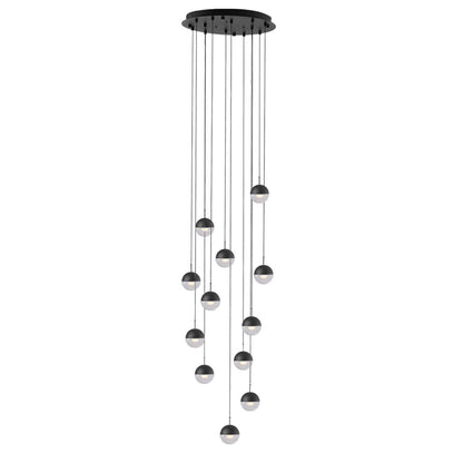 Restaurant Art LED Pendant Light 12heads Dia 17.7″ x H 78.7″ / Dia 45cm x H 200cm / Matt black / Warm Light Pendant light