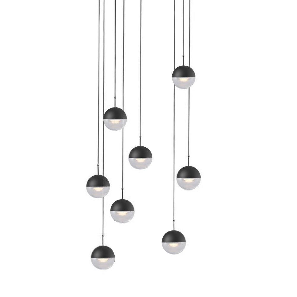 Restaurant Art LED Pendant Light 8heads Dia 17.7″ x H 78.7″ / Dia 45cm x H 200cm / Matt black / Warm Light Pendant light