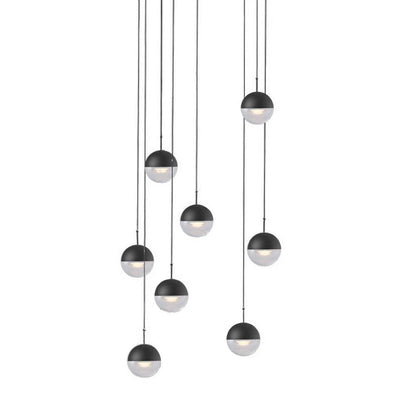 Restaurant Art LED Pendant Light 8heads Dia 17.7″ x H 78.7″ / Dia 45cm x H 200cm / Matt black / Warm Light Pendant light