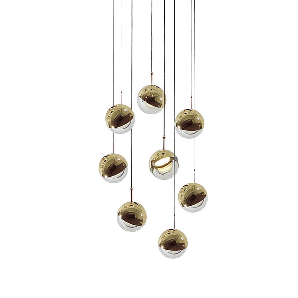 Restaurant Art LED Pendant Light 8heads Dia 17.7″ x H 78.7″ / Dia 45cm x H 200cm / Gold / Warm Light Pendant light