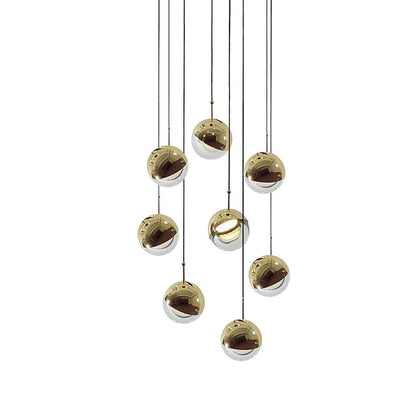 Restaurant Art LED Pendant Light 8heads Dia 17.7″ x H 78.7″ / Dia 45cm x H 200cm / Gold / Warm Light Pendant light