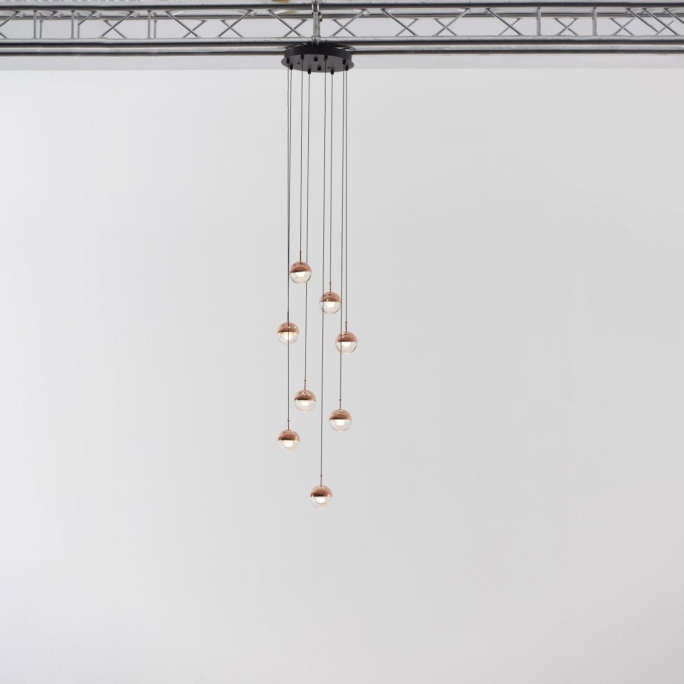 Restaurant Art LED Pendant Light 8heads Dia 17.7″ x H 78.7″ / Dia 45cm x H 200cm / Rose gold / Warm Light Pendant light