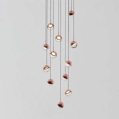 Restaurant Art LED Pendant Light 12heads Dia 17.7″ x H 78.7″ / Dia 45cm x H 200cm / Rose gold / Warm Light Pendant light