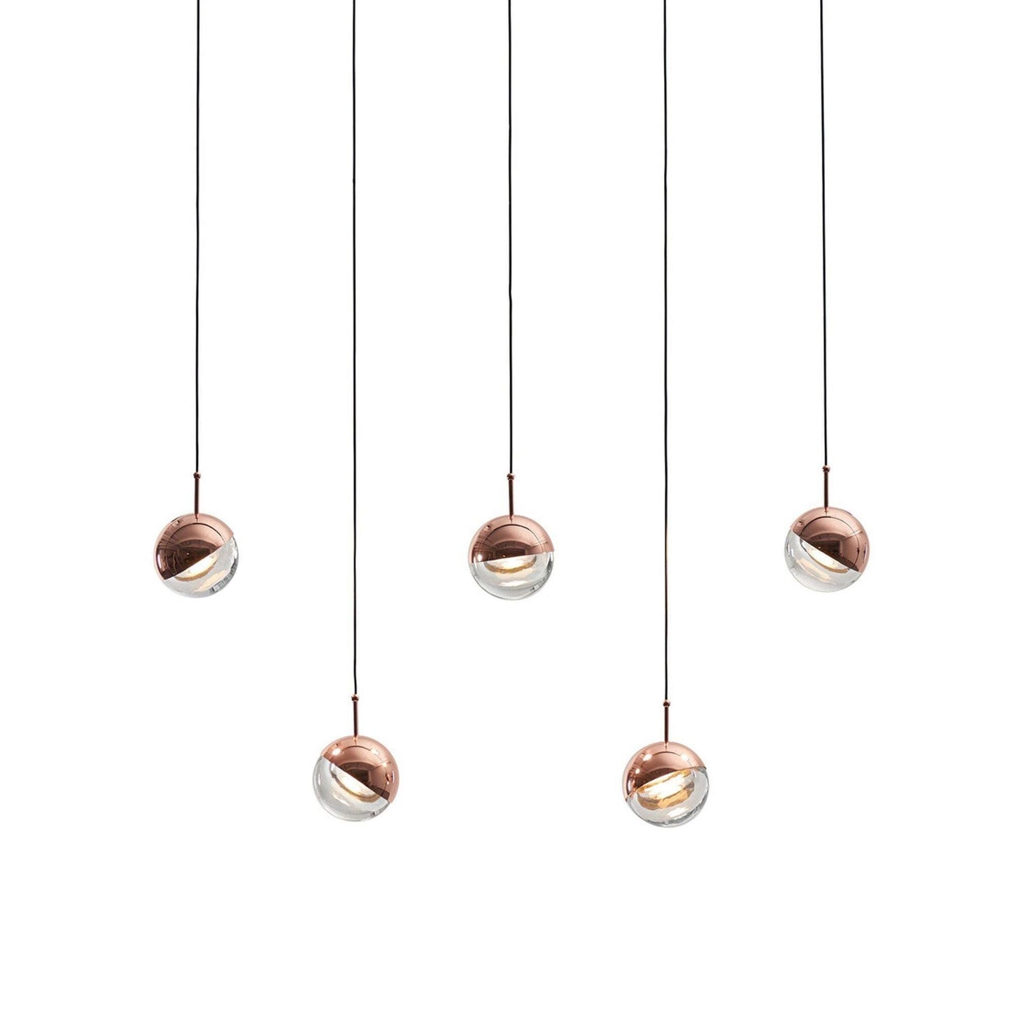 Restaurant Art LED Pendant Light 5heads Dia 27.6″ x H 78.7″ / Dia 70cm x H 200cm / Rose gold / Warm Light Pendant light