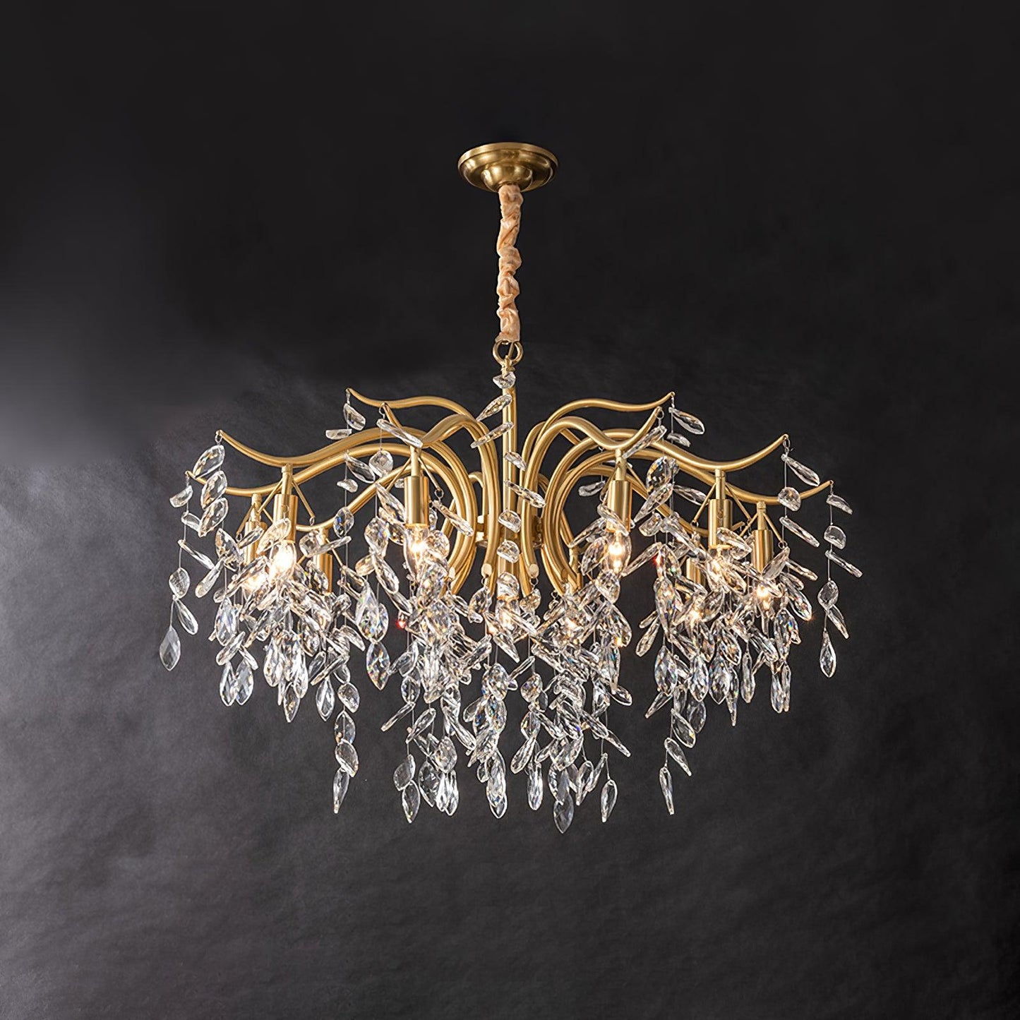 Dorale Chandelier 11 heads ? 43.4″ x H 25.5″/ Dia 100cm x H 70cm / Brass & Clear Chandelier
