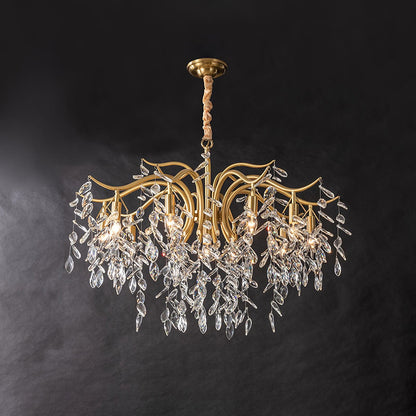Dorale Chandelier 11 heads ? 43.4″ x H 25.5″/ Dia 100cm x H 70cm / Brass & Clear Chandelier