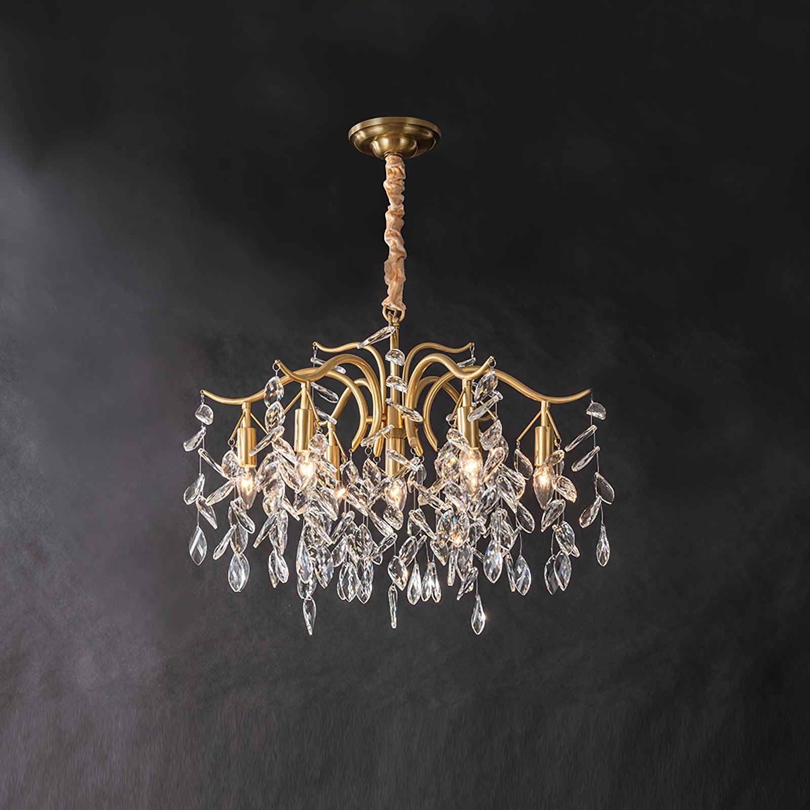 Dorale Chandelier 7 heads ? 27.5″ x H 23.6″/ Dia 60cm x H 70cm / Brass & Clear Chandelier