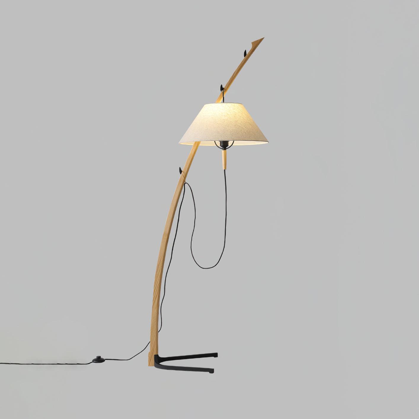 Dornstab Floor Lamp Dia 18.5″ x H 66.9″ / Dia 47cm x H 170cm / Wood colour & White fabric / US Plug Floor lamp