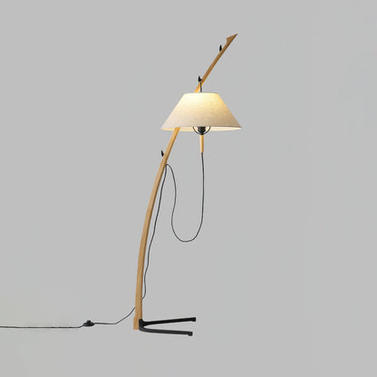 Dornstab Floor Lamp Dia 18.5″ x H 66.9″ / Dia 47cm x H 170cm / Wood colour & White fabric / US Plug Floor lamp