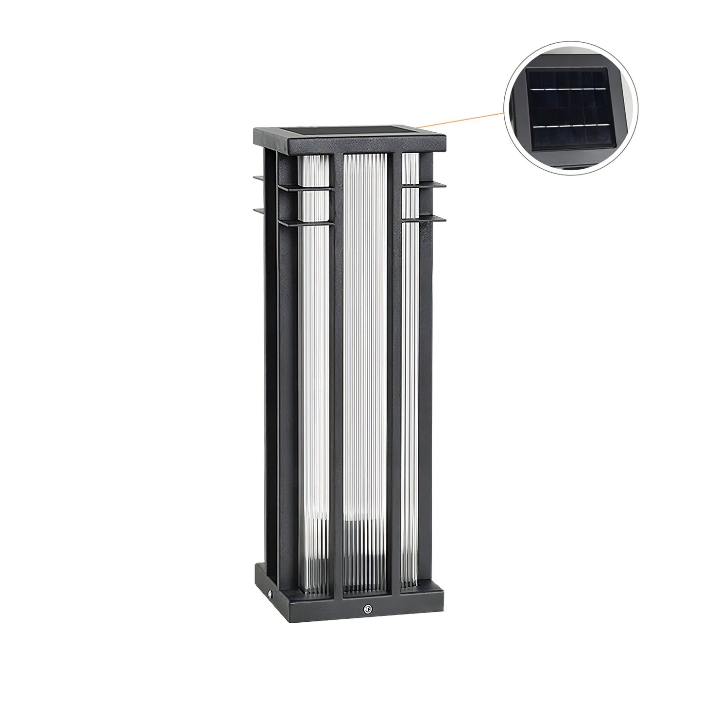 Double Axis Outdoor Post Lamp L 6.3″ x W 6.3″ x H 17.7″ / L 16cm x W 16cm x H 45cm / Model B: Solar-Powered Version