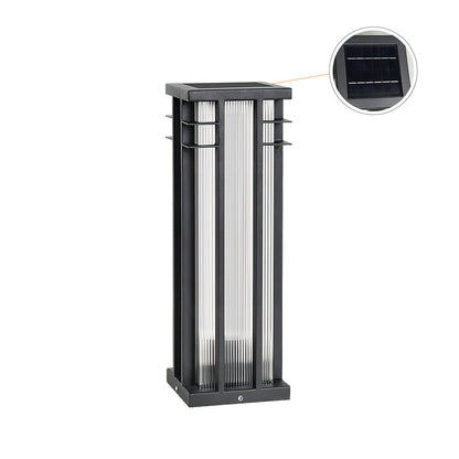 Double Axis Outdoor Post Lamp L 6.3″ x W 6.3″ x H 17.7″ / L 16cm x W 16cm x H 45cm / Model B: Solar-Powered Version