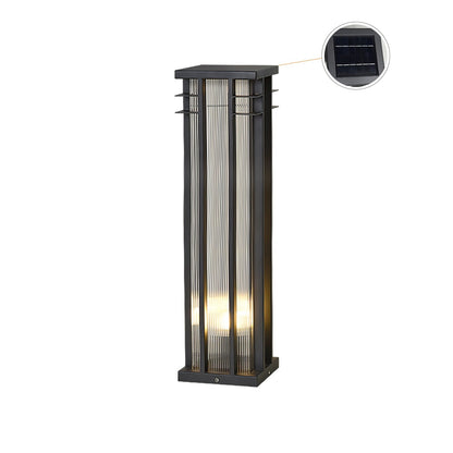 Double Axis Outdoor Post Lamp L 6.3″ x W 6.3″ x H 25.6″ / L 16cm x W 16cm x H 65cm / Model B: Solar-Powered Version