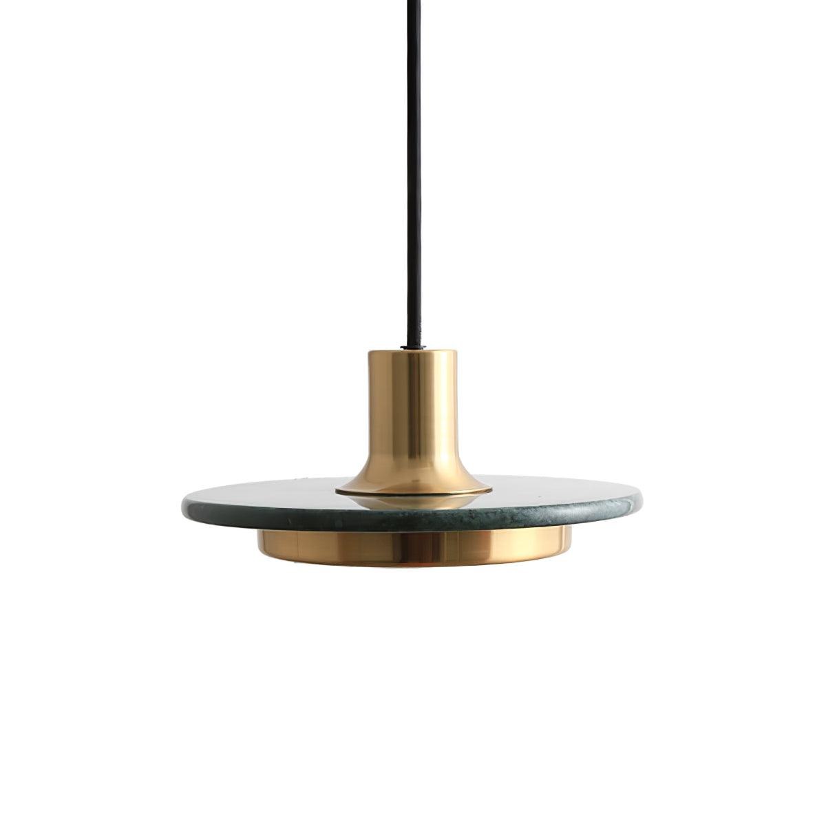 Double Circle Pendant Light Dia 7.9″ x H 3.5″ / Dia 20cm x H 9m / Gold & Green Marble / Warm Light Pendant light