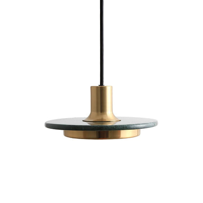 Double Circle Pendant Light Dia 7.9″ x H 3.5″ / Dia 20cm x H 9m / Gold & Green Marble / Warm Light Pendant light