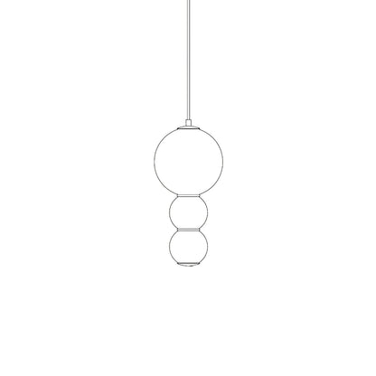 Double Globe Pendant Lamp 3 Heads A Dia 7.1″ x H 15.4″ / Dia 18cm x H 39cm / Gold & White / Warm Light Pendant light