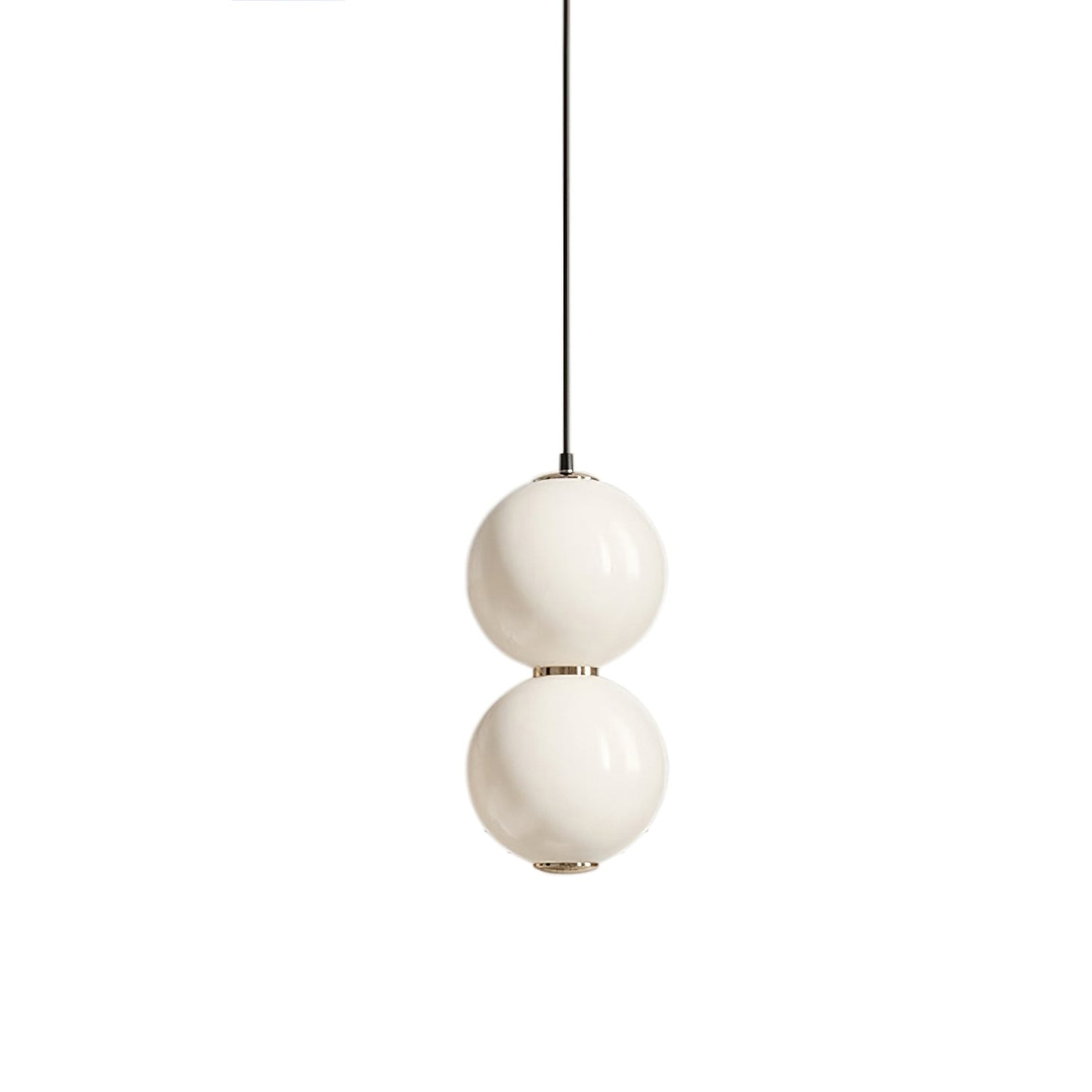 Double Globe Pendant Lamp 2 Heads Dia 7.1″ x H 14.6″ / Dia 18cm x H 37cm / Gold & White / Warm Light Pendant light