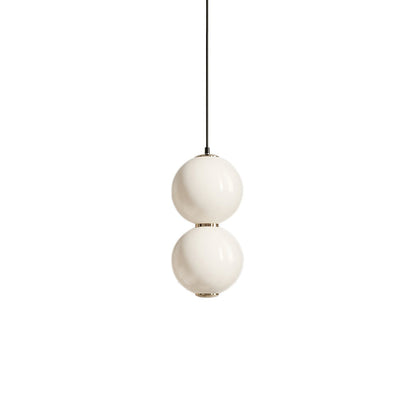 Double Globe Pendant Lamp 2 Heads Dia 3.9″ x H 8.3″ / Dia 10cm x H 21cm / Gold & White / Warm Light Pendant light