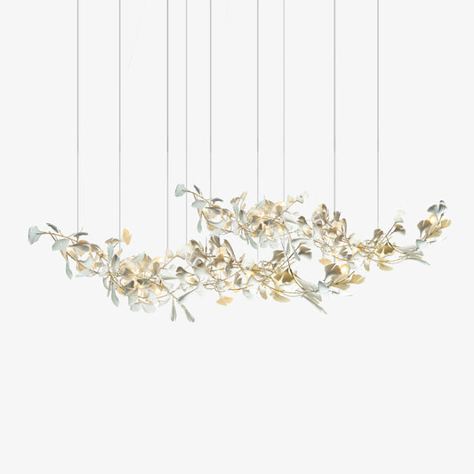 Double Layer Combination Gingko Chandelier L 47.2″ x W 23.6″ x H 21.7″ / L 120cm x W 60cm x H 55cm / Gold & White