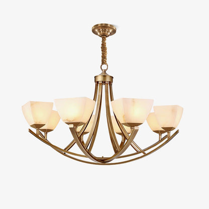 Dover Brass Chandelier 8 heads ? 37.7″ x H 22.8″/ Dia 96cm x H 58cm / Brass & White Chandelier