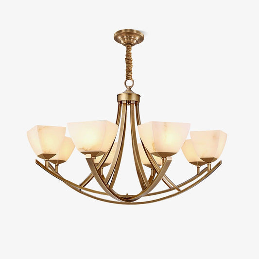 Dover Brass Chandelier 8 heads ? 37.7″ x H 22.8″/ Dia 96cm x H 58cm / Brass & White Chandelier