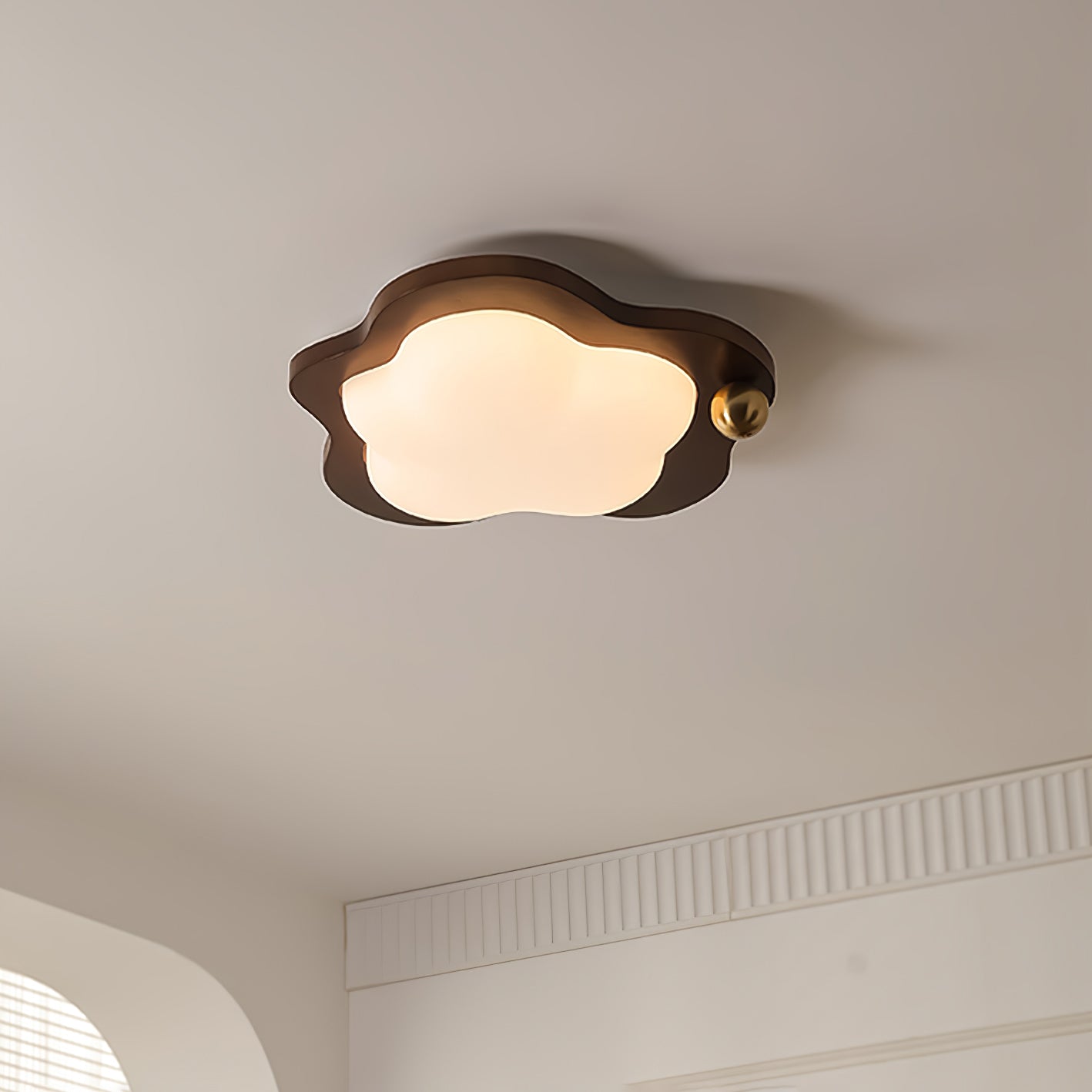 Dreamscape Ceiling Light Star: Dia 17.7″ x H 3.9″ / Dia 45cm x H 10cm / Walnut Wood / Warm Light Ceiling lamp