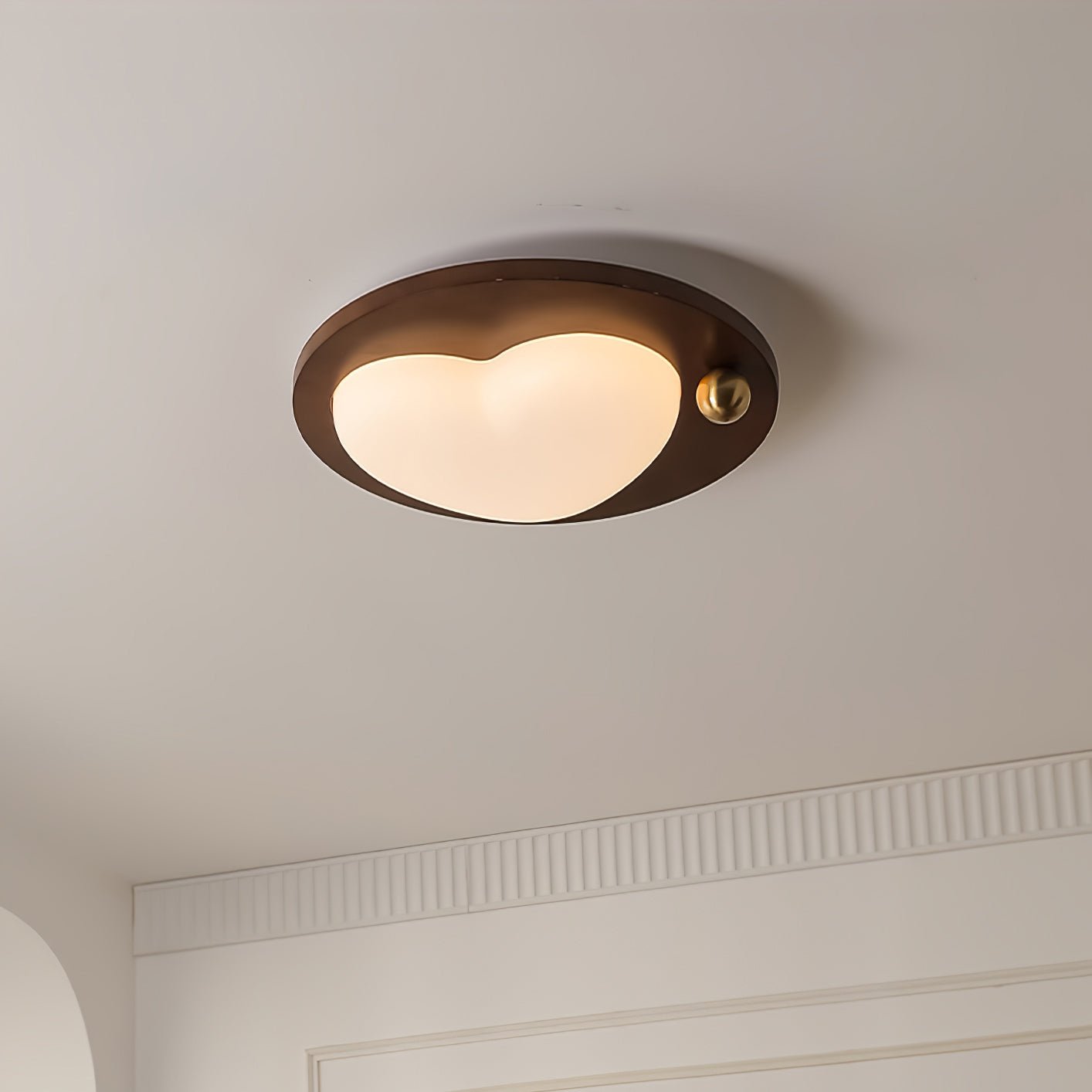 Dreamscape Ceiling Light Heart: 17.7″ x H 3.9″ / Dia 45cm x H 10cmDia / Walnut Wood / Warm Light Ceiling lamp